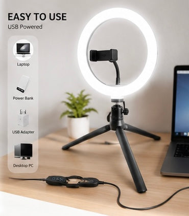 10” LED Ring Light with Tripod & Phone Holder – Perfect for Streaming, Video Calls & Content Creation