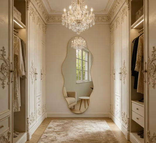Elegant Wave Floor Mirror – Luxury Home Decor Piece