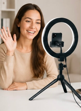 10” LED Ring Light with Tripod & Phone Holder – Perfect for Streaming, Video Calls & Content Creation