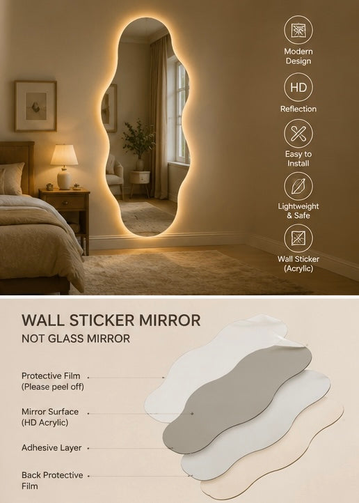 Elegant Wave Floor Mirror – Luxury Home Decor Piece