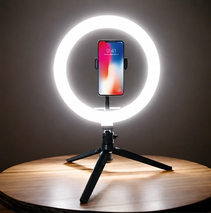 10” LED Ring Light with Tripod & Phone Holder – Perfect for Streaming, Video Calls & Content Creation